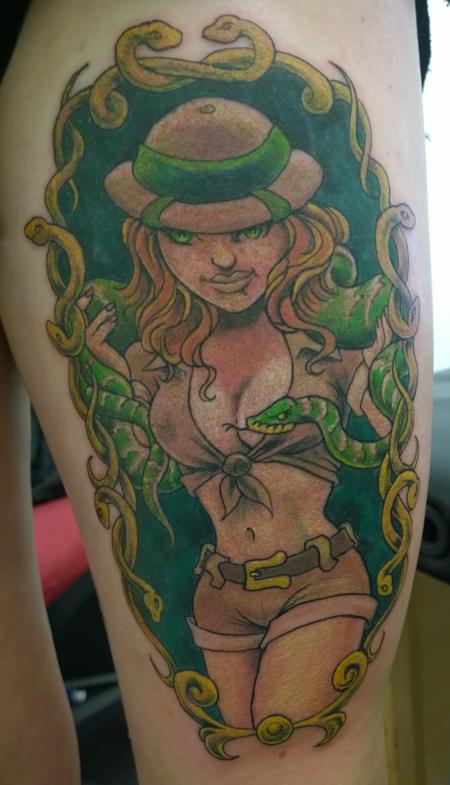 Tattoos - Sexy Pinup Zoologist with Snake - 111604