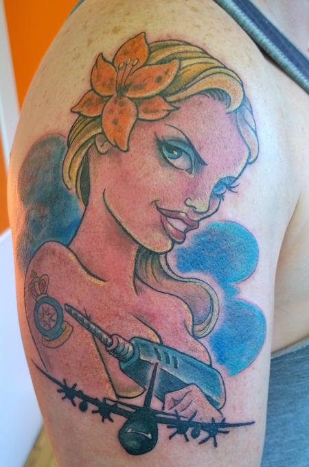 Tattoos - Bomber Girl Pinup Tattoo  - 120186