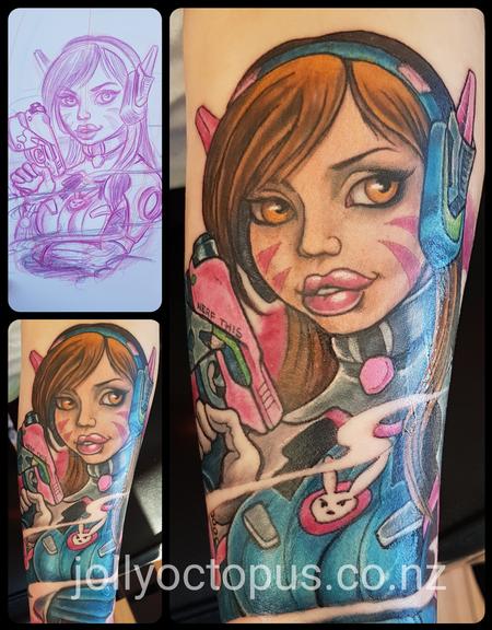 Steve Malley - D.Va Overwatch Pinup Color Tattoo