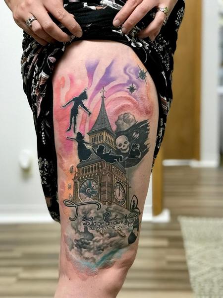 Tattoos - Peter Pan, thigh, mystical - 142172
