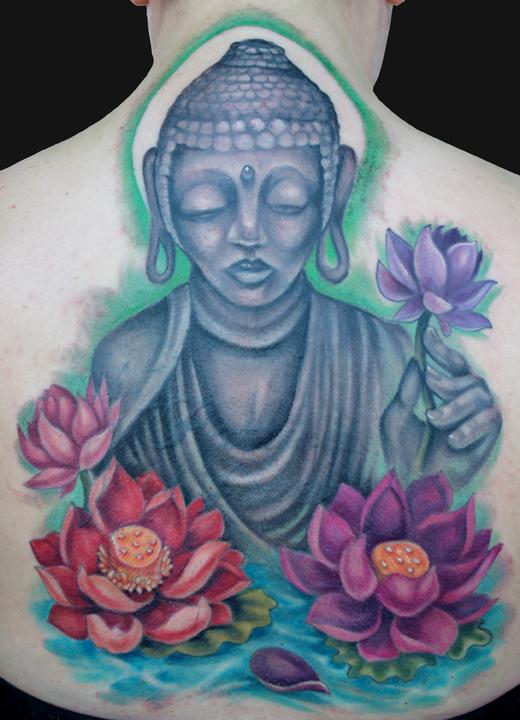 Buddha and Lotus tattoo by Katelyn Crane TattooNOW