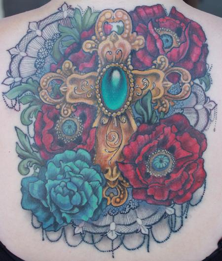 Tattoos - Cross and Poppy tattoo - 92147