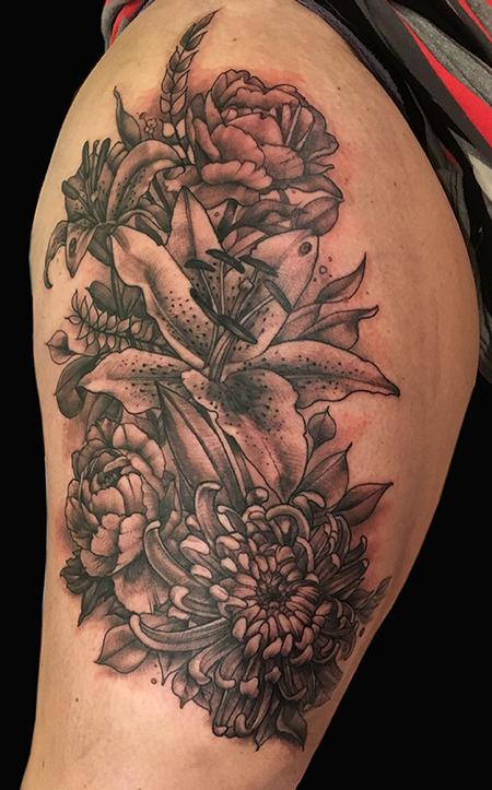 Tattoos - Black and Grey Flowers - 125230