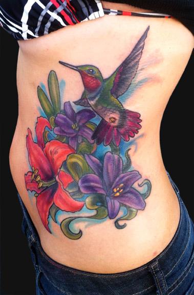 Tattoos - Hummingbird and Lily tattoo - 69069