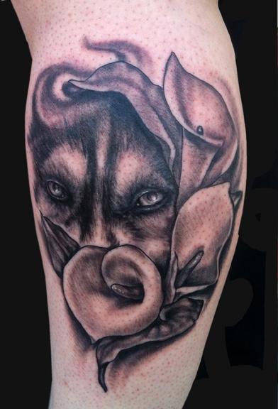 Tattoos - Wolf eyes and Cala Lily tattoo - 69072