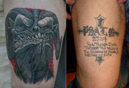 Tattoos - Horny Demon Cover-up Before and After - 78065