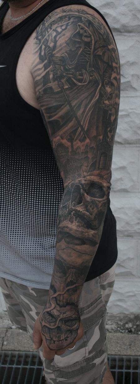 Tattoos - Skulls & Reaper Sleeve - 122338