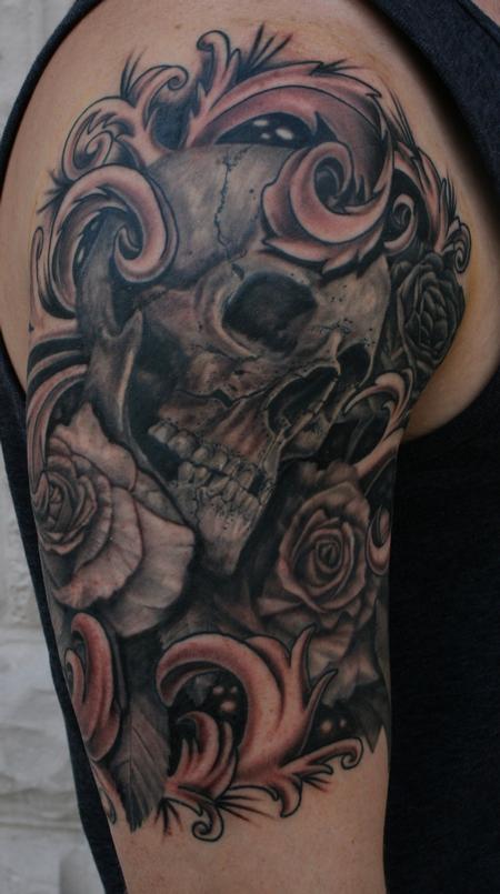 Larry Brogan - Skull with Roses