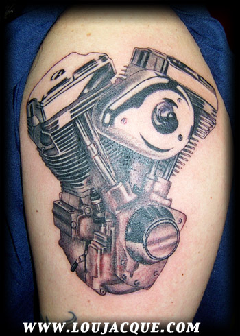 Tattoos - Engine in black and grey - 8533