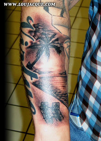 Mike D, Beach Scene by Lou Jacque: TattooNOW Mike D, Beach Scene by Lou Jacque: TattooNOW