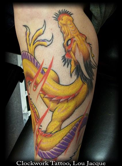 Tattoos - lower leg dragon in progress - 67857
