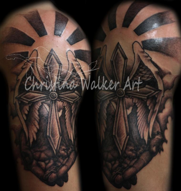 religious tattoos for men half sleeve