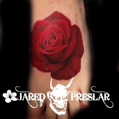Tattoos - Rose Flower Tattoo on Foot - 74029