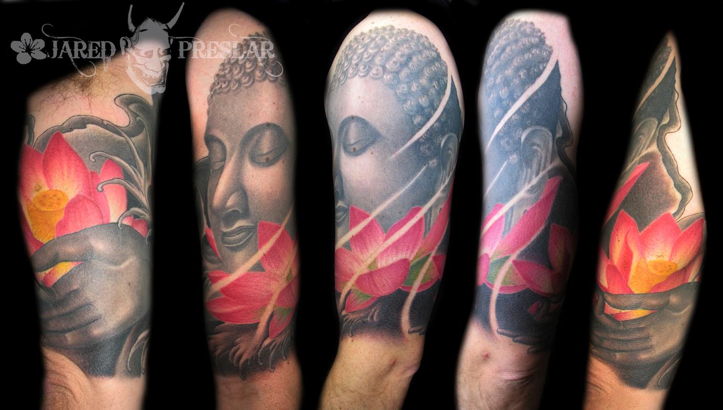 Buddha and lotus flower tattoo by Jared Preslar: TattooNOW