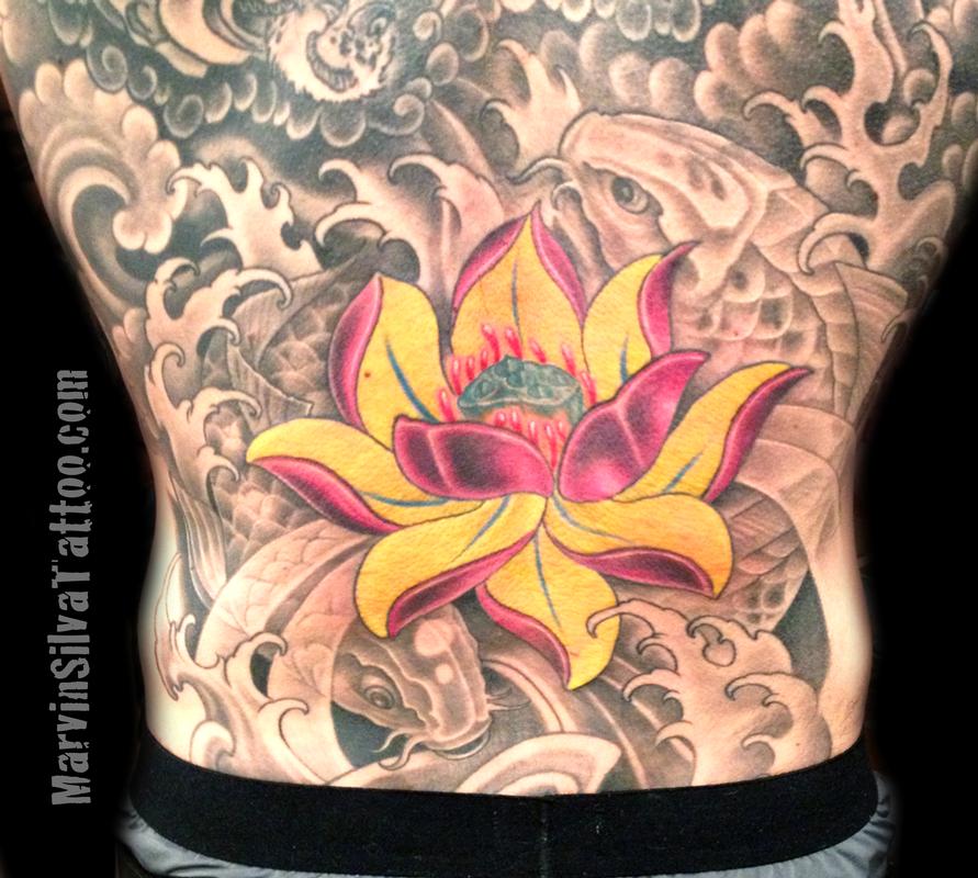 Koi Fish and Lotus Flower Rib Tattoo by Jeff Stevens TattooNOW