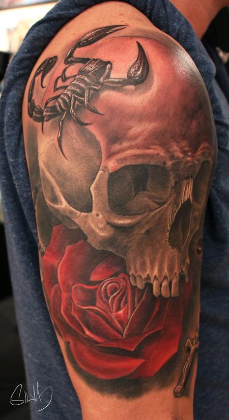 Scorpion and Red Roses tattoo by Boris Tattoo  Post 24063