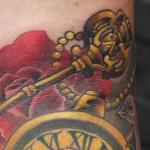 Tattoos - Custom Clock Skull Key Tattoo - 107878