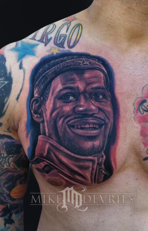 Lebron James Tattoo by Mike DeVries TattooNOW