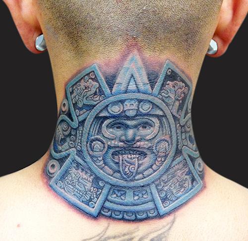Aztec Sun Stone Tattoo Aztec Temporary Tattoo  Piedra Del  Etsy