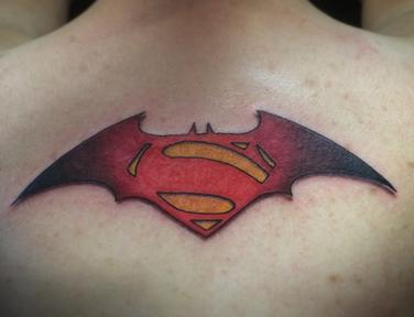 Batman vs. Superman logo Tattoo by Spencer Caligiuri: TattooNOW
