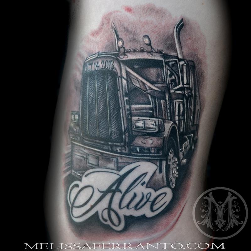 Semi tattoo  Truck tattoo Trucker tattoo Body art tattoos