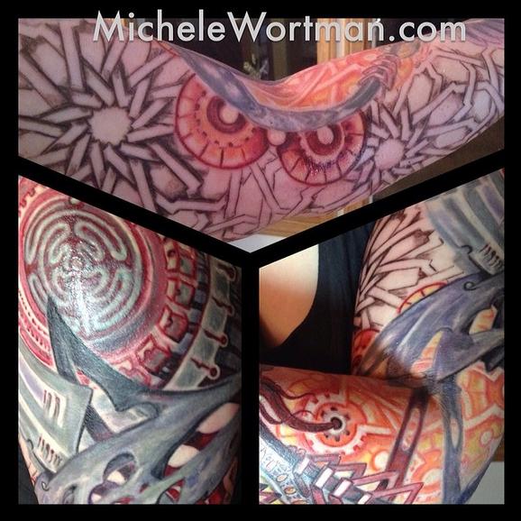 Michele Wortman - Sashas Tech-Mech bio sleeve (innerarm in progress)