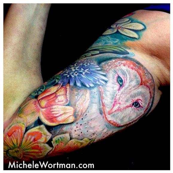 Michele Wortman - Jodis innerarm owl set (in progress)