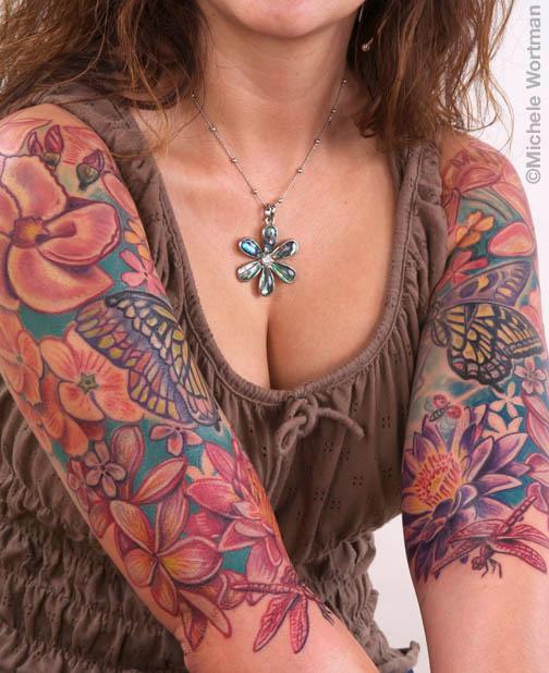 Tattoos - Monica tropical flowers bodyset - 73234