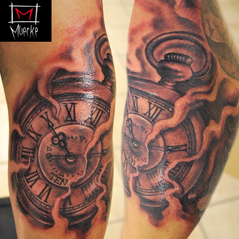 Muecke Timepiece Clock Tattoo by Muecke TattooNOW