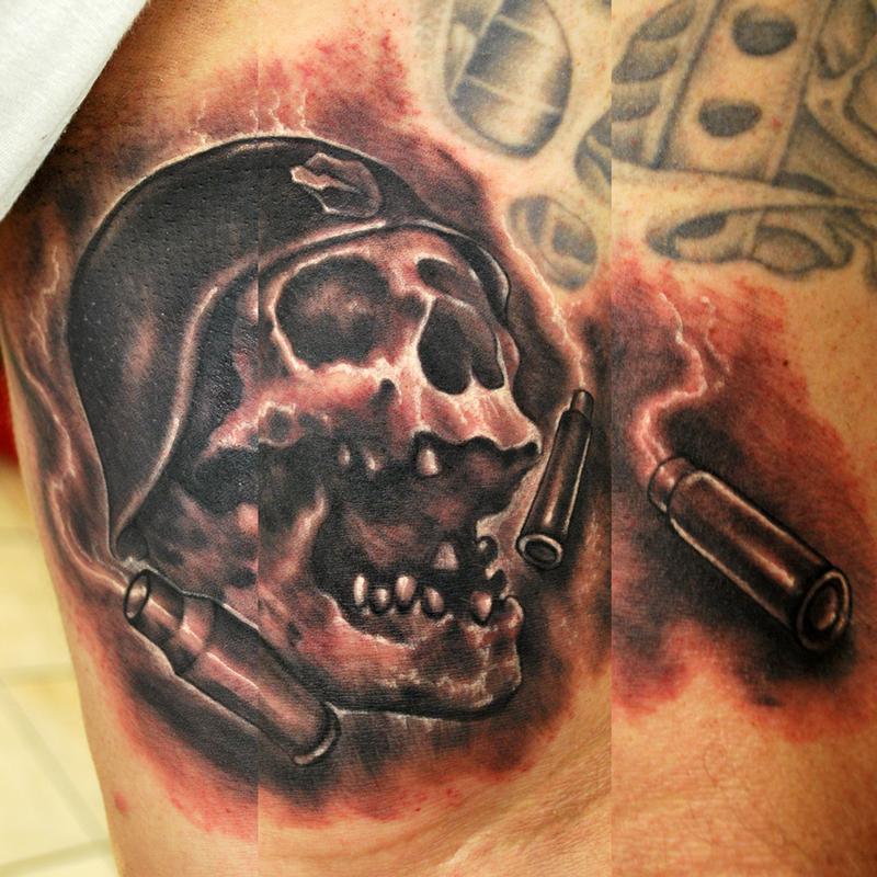 Muecke Custom Army Skull Bullets by George Muecke: TattooNOW