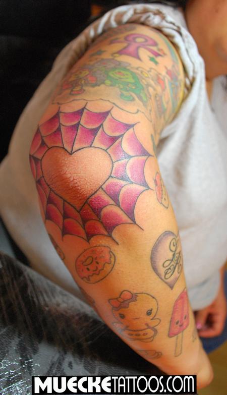 George Muecke - SpiderWeb Heart Tatto