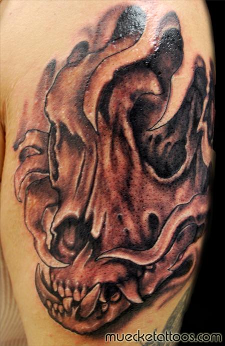 Tattoos - Muecke Tattoo Dog Skull - 75573