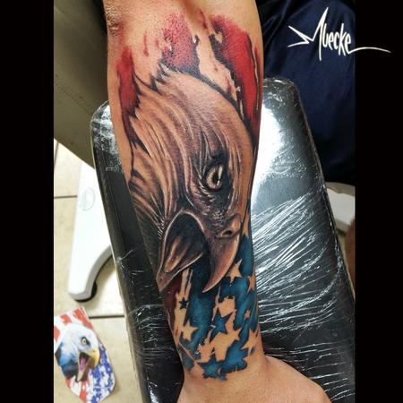 George Muecke - American eagle and flag patriotic tattoo