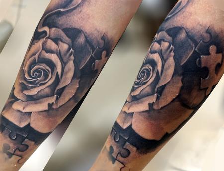Tattoos - rose puzzle piece tattoo girl tatts - 128167
