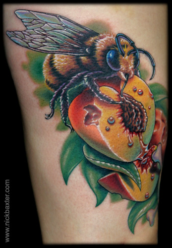 Tattoos - Bumble Bee and Peaches - 15175