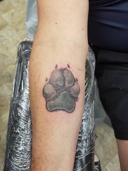 Tattoos - Black and Grey Dog Paw - 145350