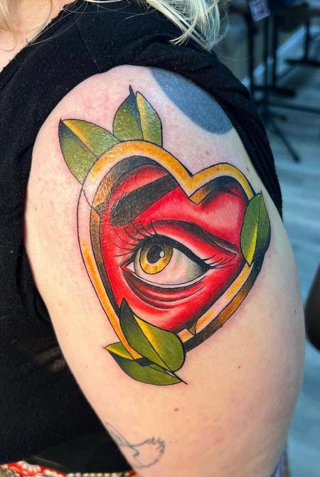 Neo Traditional Eye Inside of a Heart by Jamie Bones_