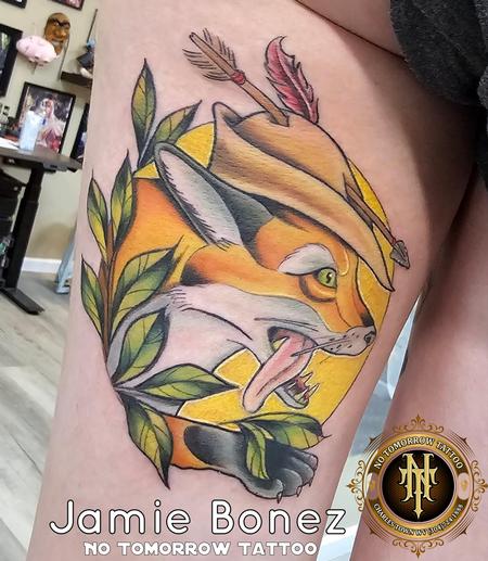 NEO TRADITIONAL ROBIN HOOD FOX  by Jamie Bones_