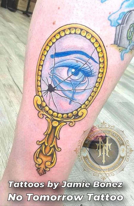 Hand Mirror with Eye Reflection by Jamie Bones_