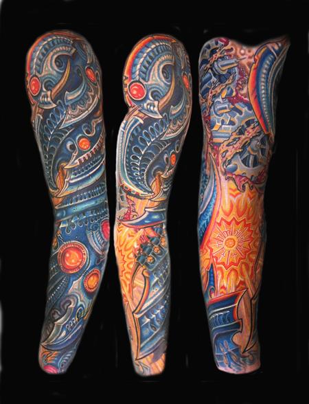 Phil Robertson - bio mechanical full sleeve tattoo