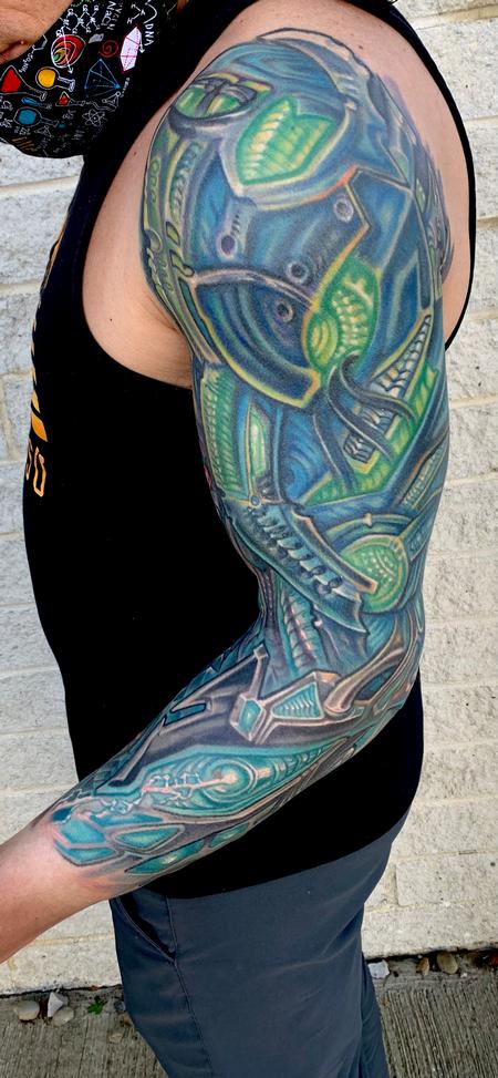 Biomech sleeve tattoo Tattoo Design Thumbnail