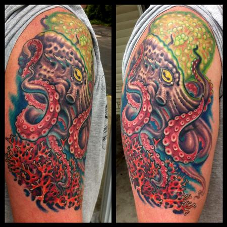 Tattoos - Octopus and coral custom tattoo - 79993