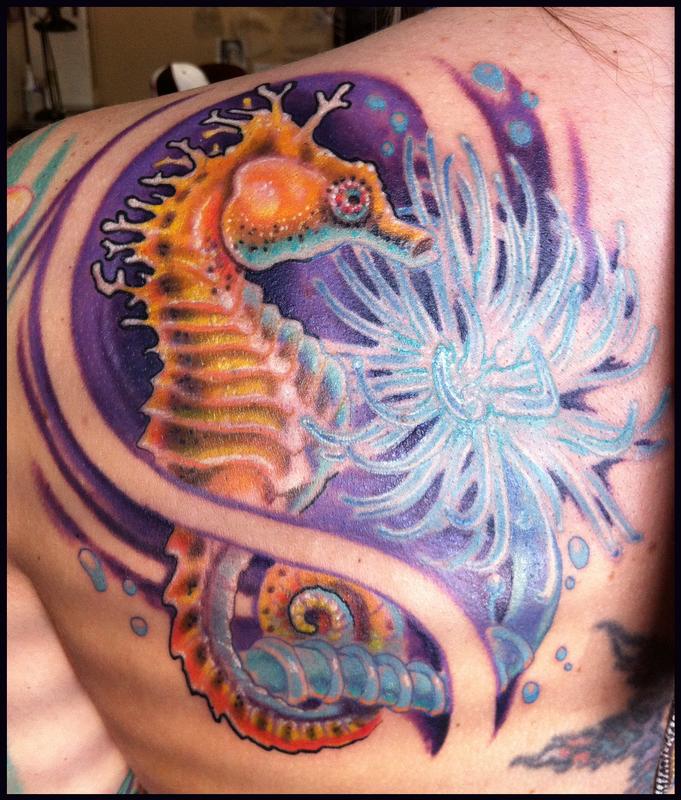 Seahorse color tattoo by Phil Robertson: TattooNOW