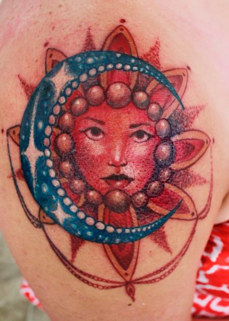 Tattoo uploaded by Aria Herrera  Next tattoo inspiration Thinking  underboob or on chest There is a light that never goes out sun moon  mandala thesmiths  Tattoodo