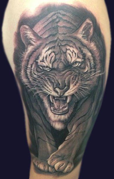 Tattoos - Black and Grey Tiger - 95943