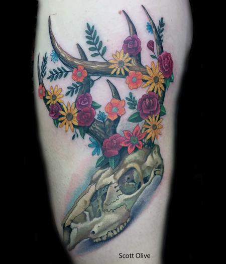 Scott Olive - Floral Deer Skull