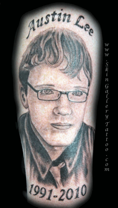 Tattoos - Black and Grey Memorial Portrait - 76947