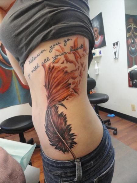 Craig Murphy - Custom feather tattoo with script