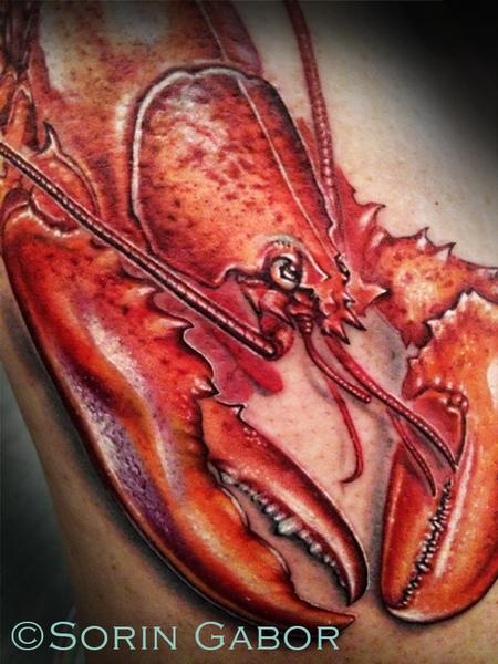 Tattoos - Realistic color lobster tattoo pinchy - 120436