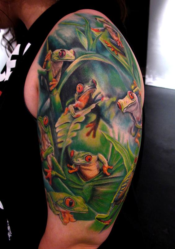 Tree Frogs half Sleeve tattoo by Stefano Alcantara TattooNOW